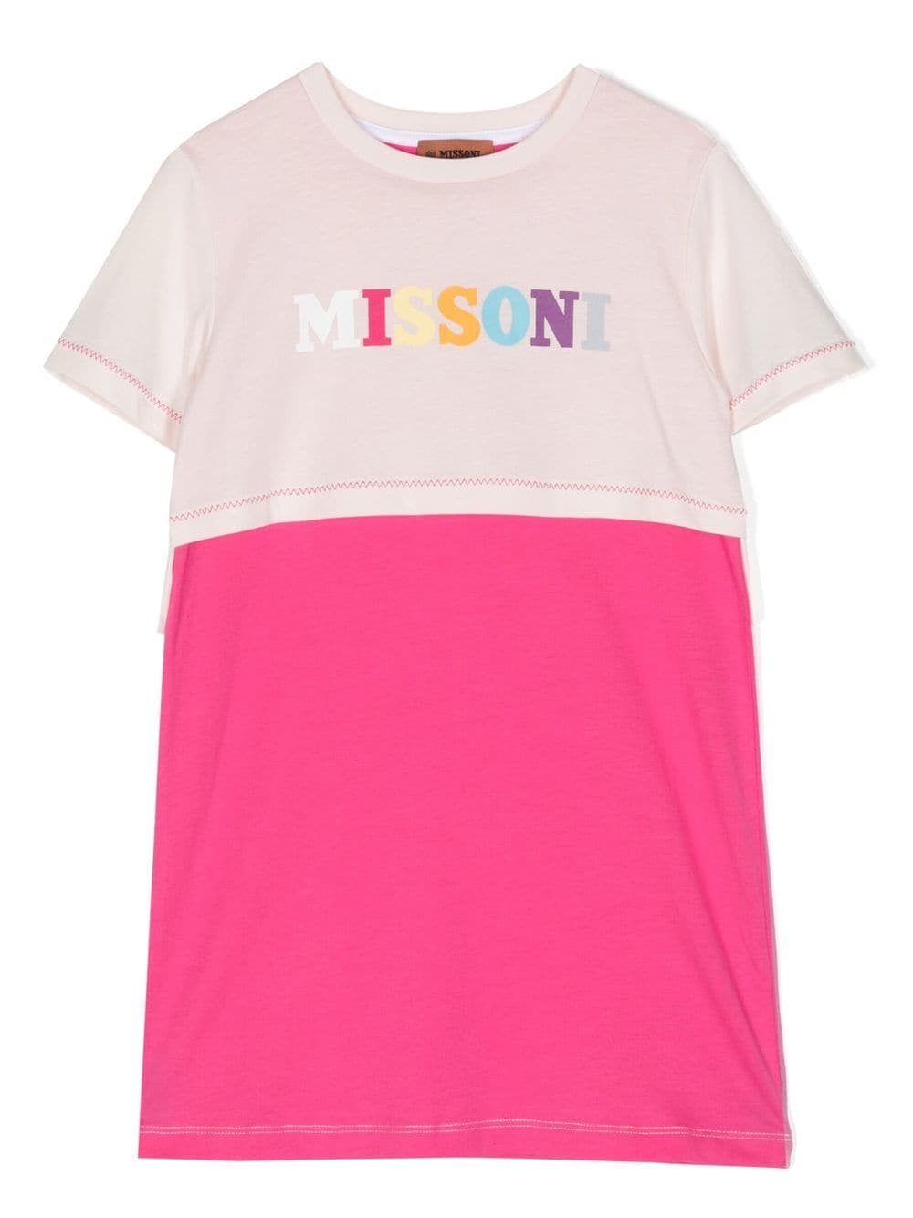 Shop Missoni Logo-print Panelled Dress In Pink