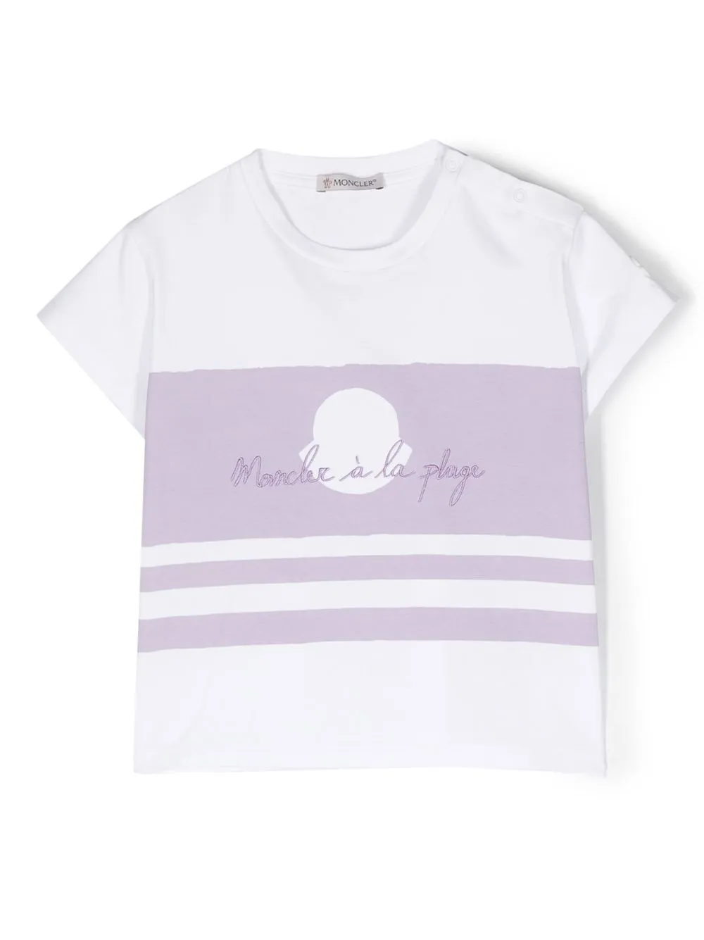 

Moncler Enfant embroidered-logo striped T-shirt - White