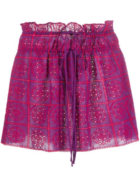 GANNI broderie anglaise organic cotton miniskirt