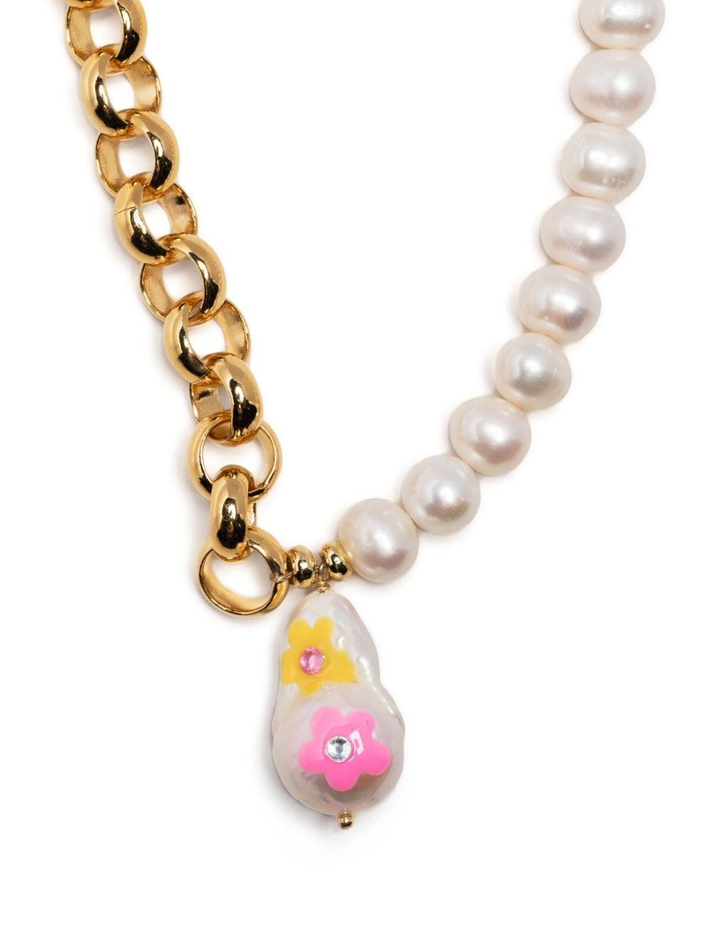 Martha Calvo Blossom Pearl Necklace In Gold