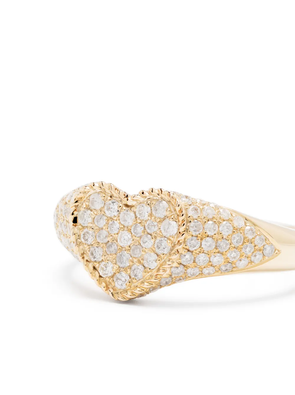 Yvonne Léon Anello a sigillo Baby Chevalier Coeur in oro giallo 9kt con diamanti | Anelli semi-preziosi | Image 3