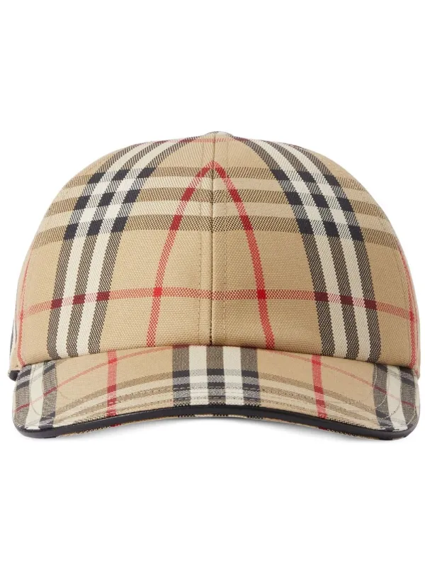 Burberry Check Cotton Baseball Cap , Size: XS