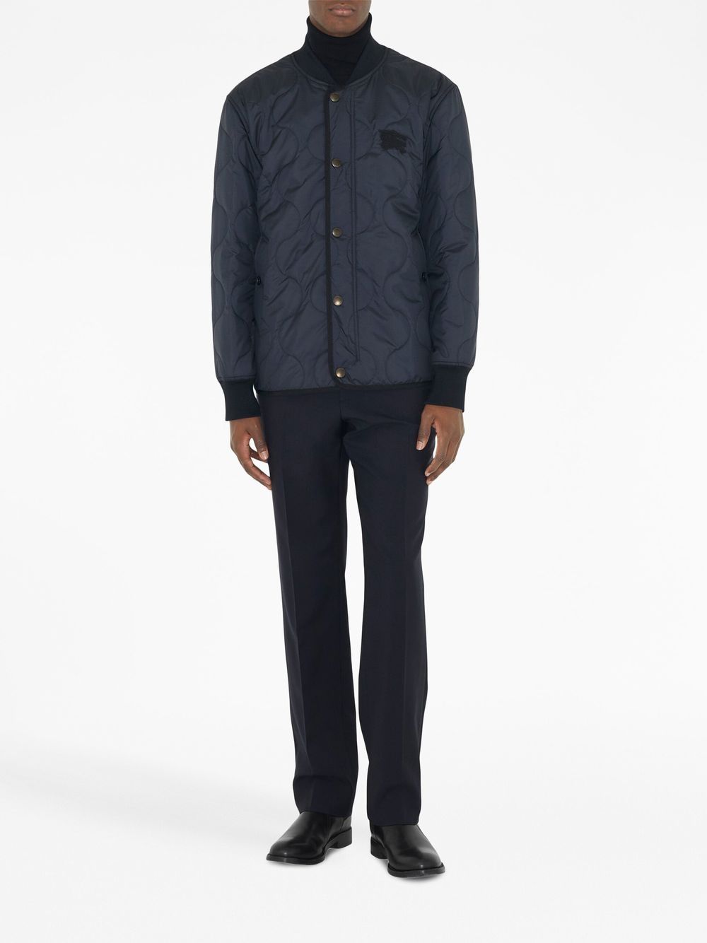 Shop Burberry Quilted Buttoned Bomber Jacket In Blau