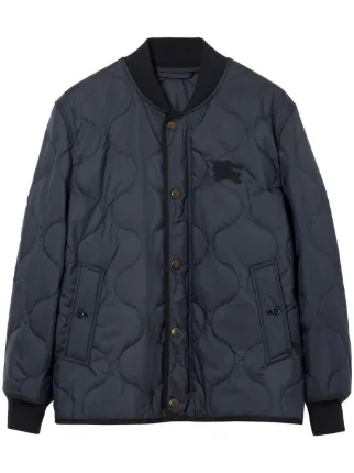 Burberry Quilted Buttoned Bomber Jacket Blue FARFETCH