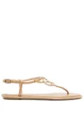 René Caovilla snake crystal embellished flat sandals - Brown