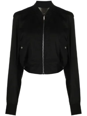 【関税&送料込】Rick Owens Cropped Jacket Rick Owens Cropped Leather Girdered Bomber Jacket Black - JP