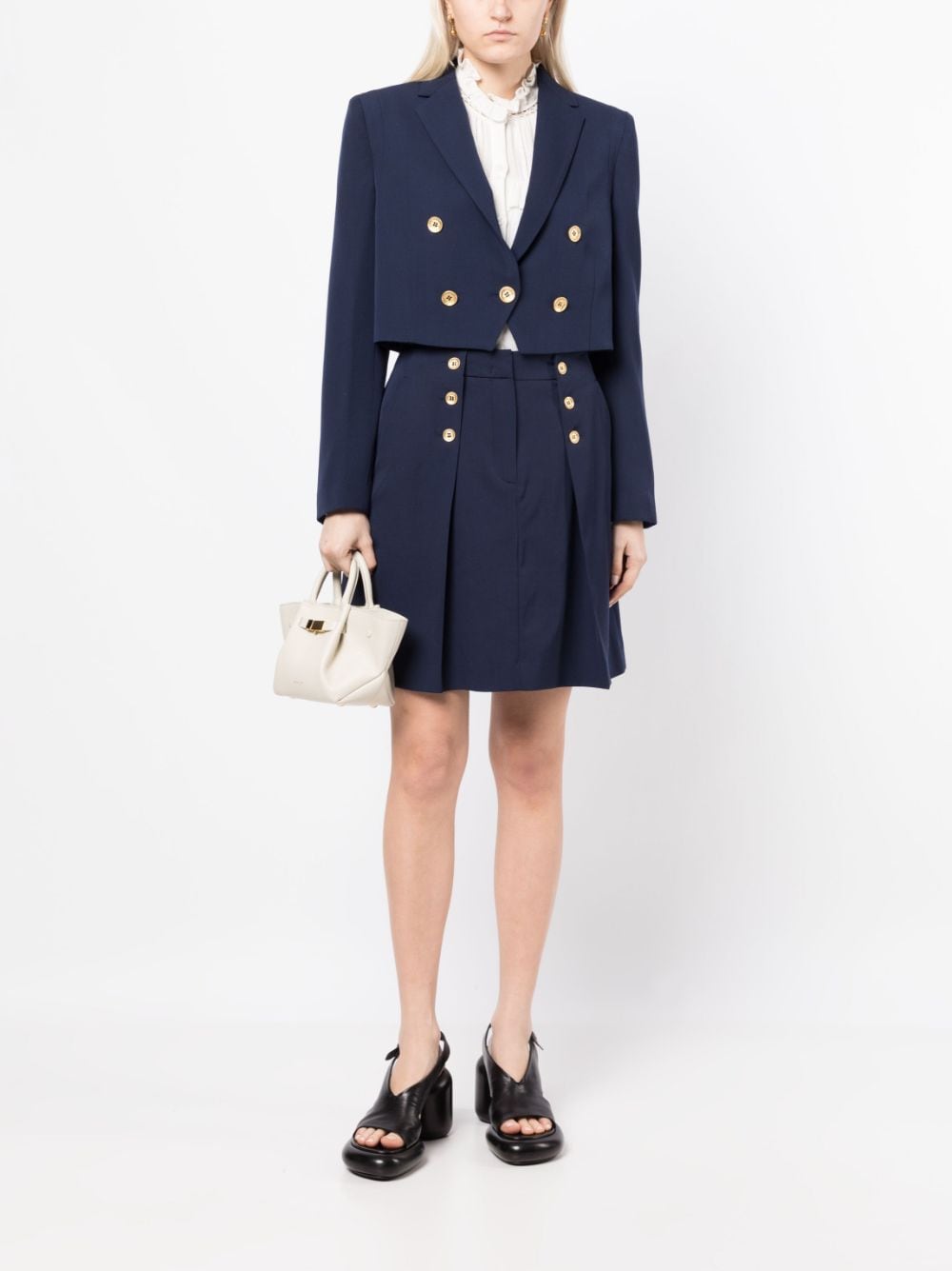 Shop Ports 1961 Double Breasted Cropped Blazer In Blue