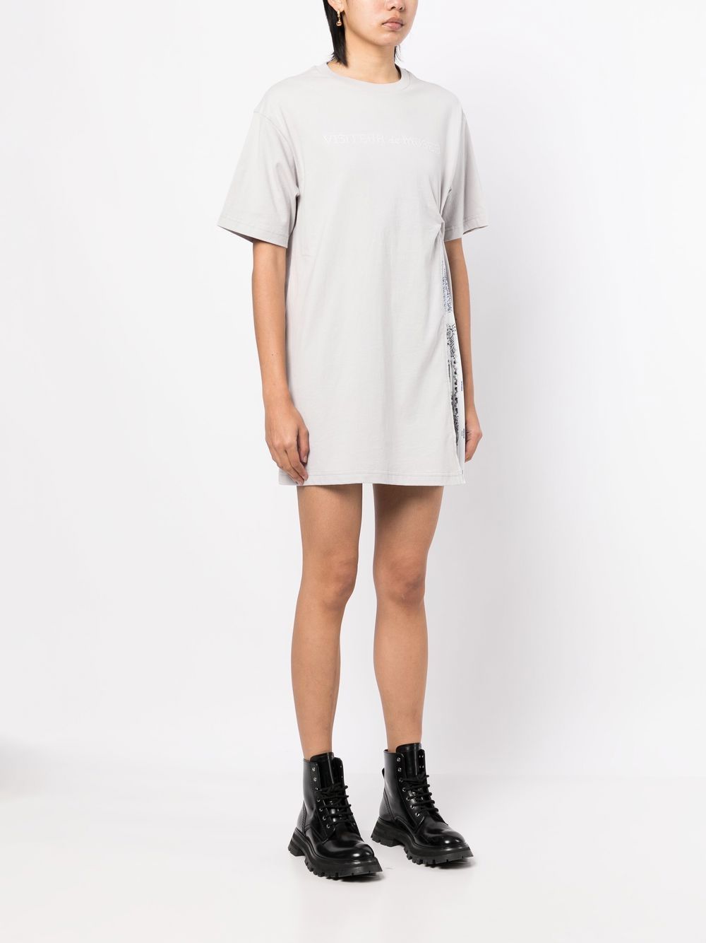 Shop Musium Div. Logo-print T-shirt Dress In Grau