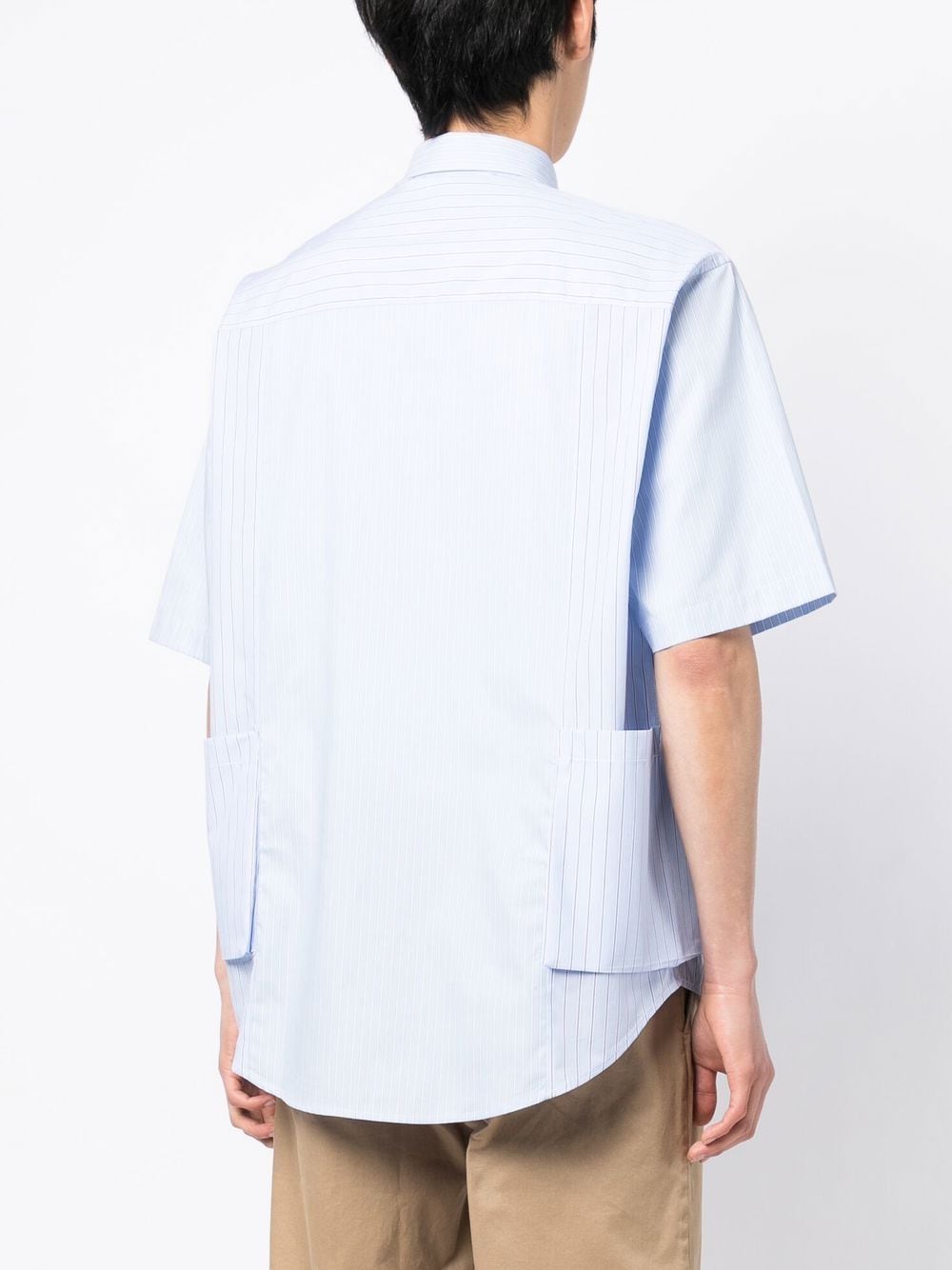 Shop Musium Div. Stripe-pattern Short-sleeve Shirt In Blau