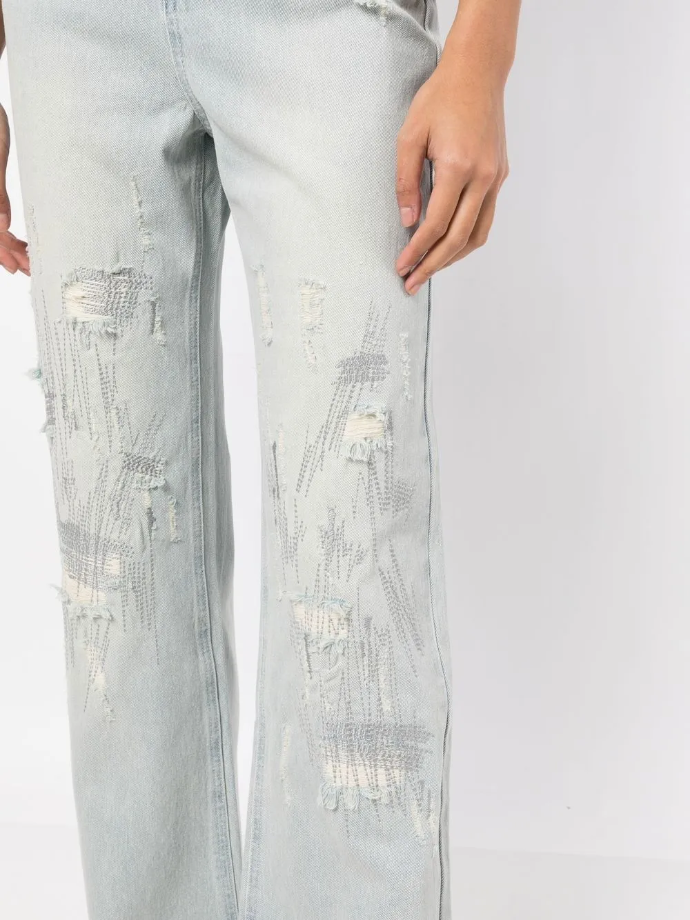 Shop Musium Div. Straight-leg Distressed Denim Jeans In Blau