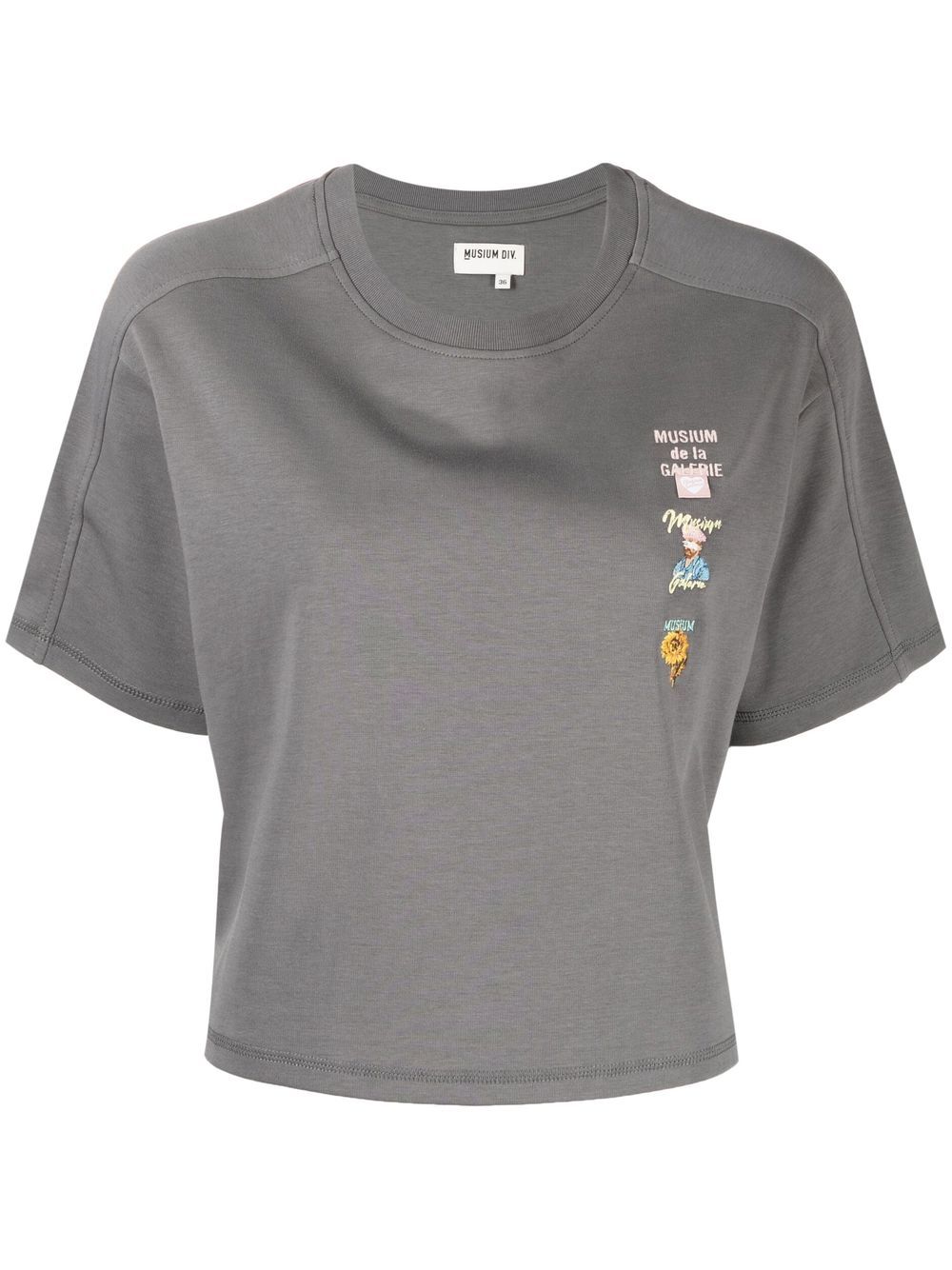 Musium Div. Cut-out-detail Cotton T-shirt In Grau