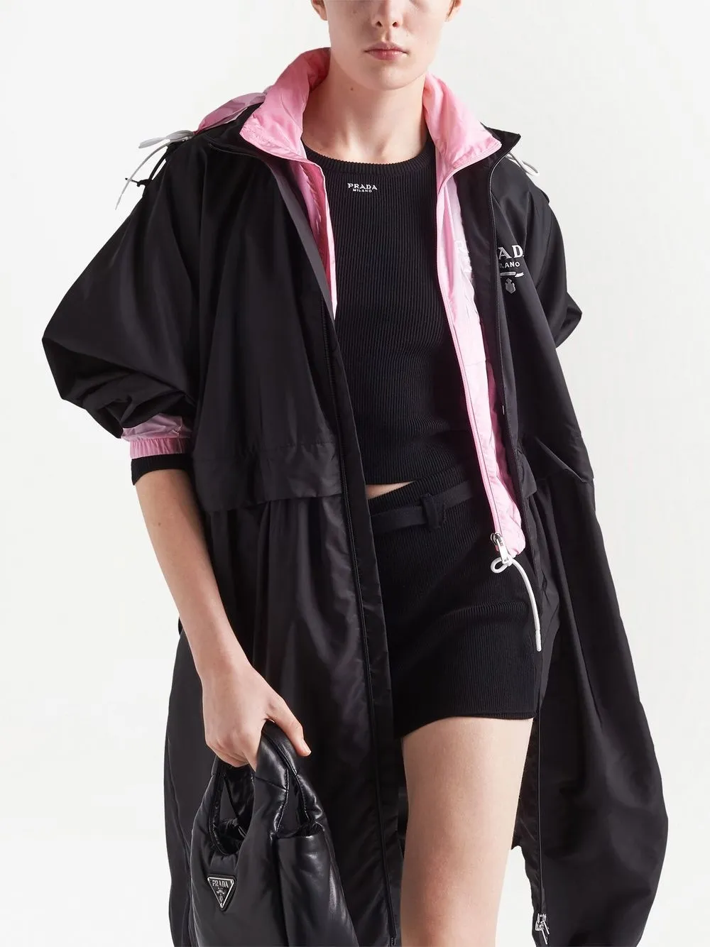 Re-Nylon zip-up raincoat