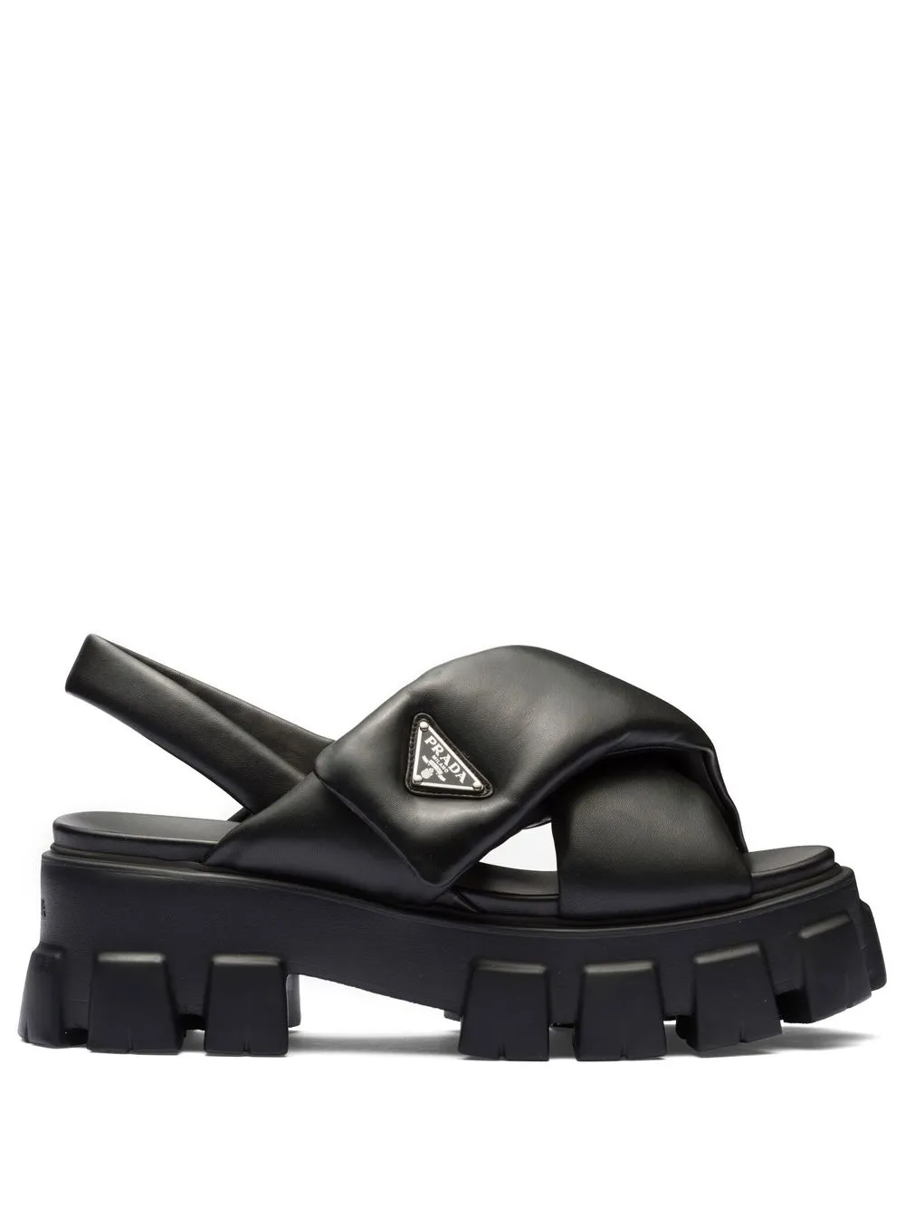 Shop Prada Monolith 55mm Nappa Leather Sandals In Schwarz