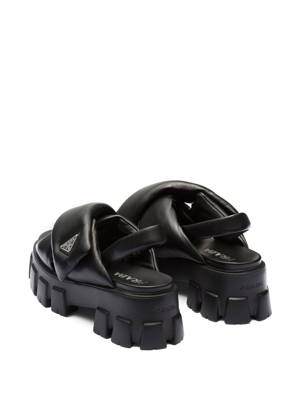 Shop Prada Monolith 55mm Nappa Leather Sandals In Schwarz