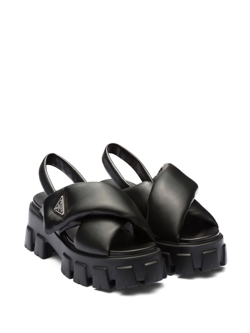 Shop Prada Monolith 55mm Nappa Leather Sandals In Schwarz