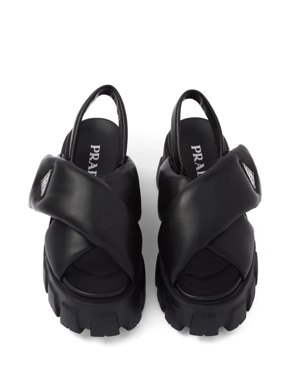 Shop Prada Monolith 55mm Nappa Leather Sandals In Schwarz