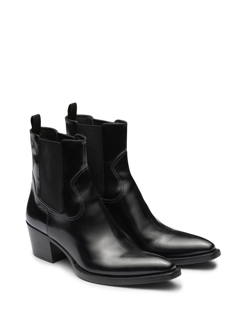 Shop Prada Brushed Leather Chelsea Boots In Black