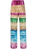 Valentino Garavani feather-print wide-leg trousers - Purple