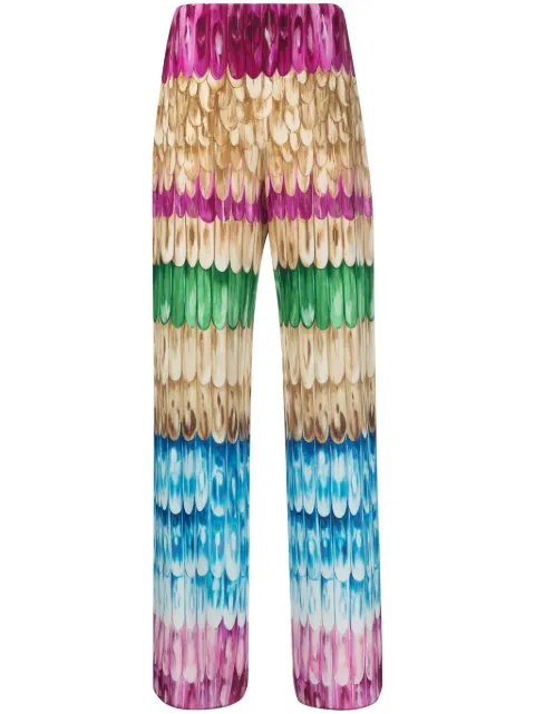 Valentino Garavani feather-print wide-leg trousers