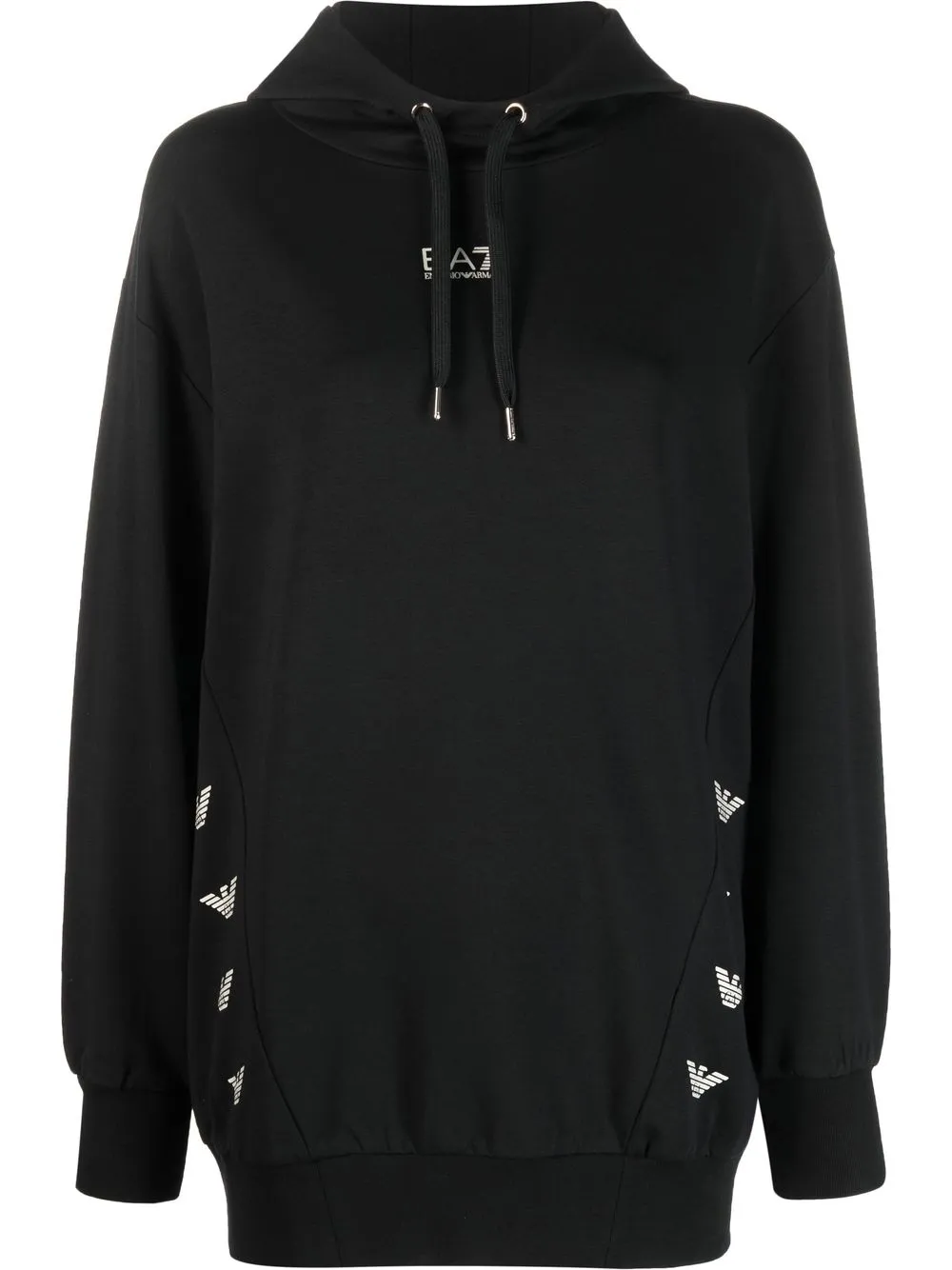 Ea7 Logo-print Long-sleeve Hoodie In Schwarz