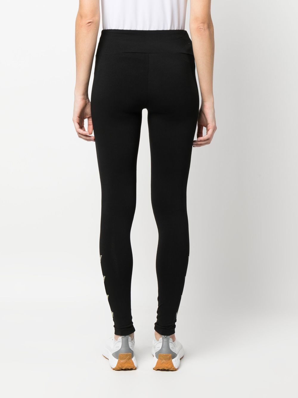 Shop Ea7 Logo-print Cotton Leggings In Schwarz