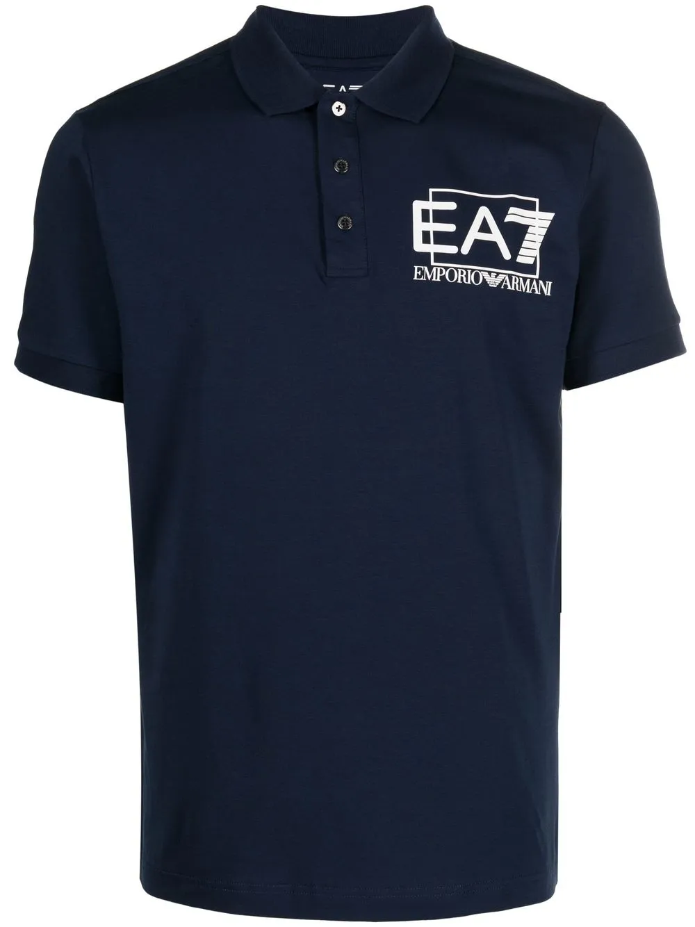 Ea7 Logo-print Cotton Polo Shirt In Blue 1