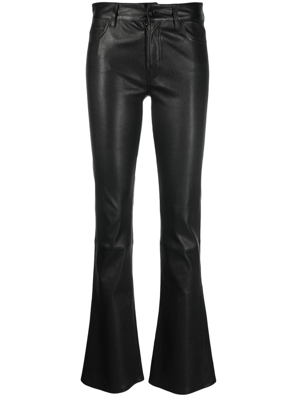 Shop 7 For All Mankind High-waisted Leather Pants In Black