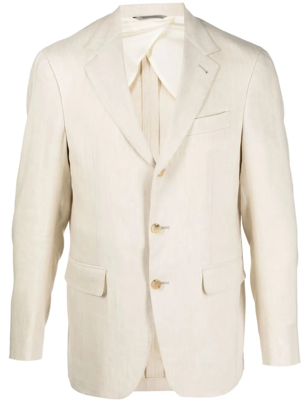 Canali Single-breasted Wool-linen Blazer In Nude