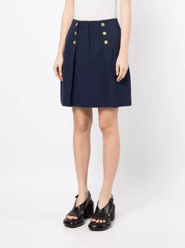 Blue pleated flare skirt outlet