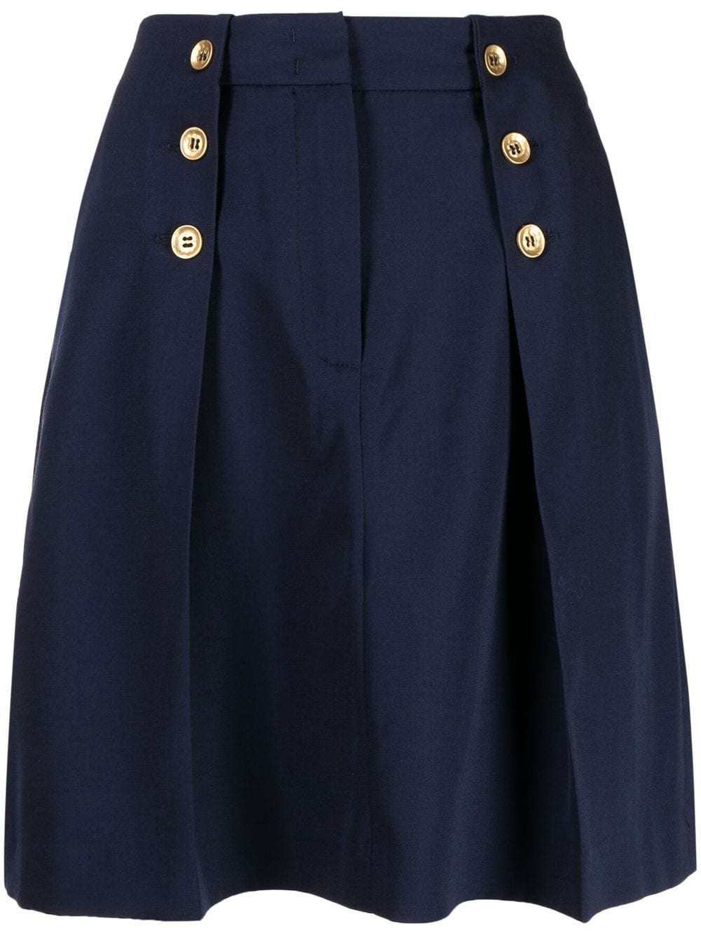 Ports 1961 Pleated Flare Virgin Wool Skirt In Blue
