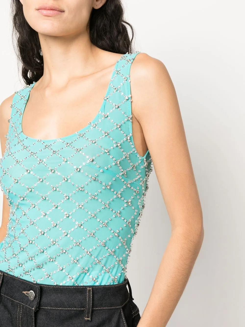 P.a.r.o.s.h Crystal-embellished Vest Top In Grün