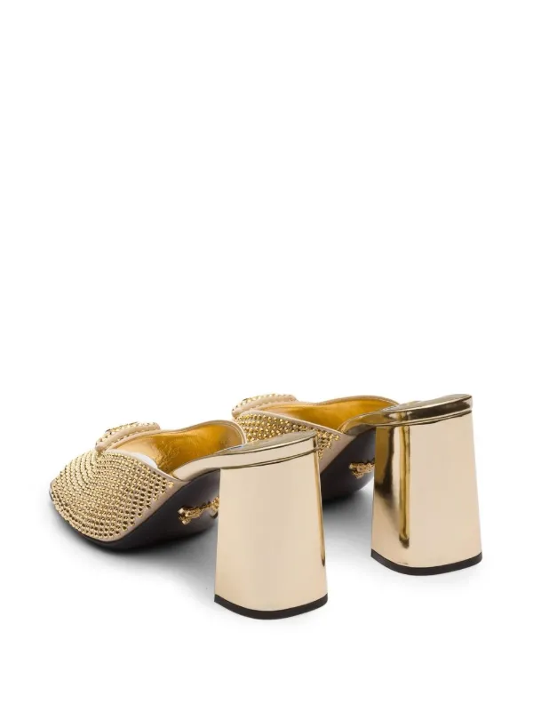 Prada outlet metallic mules