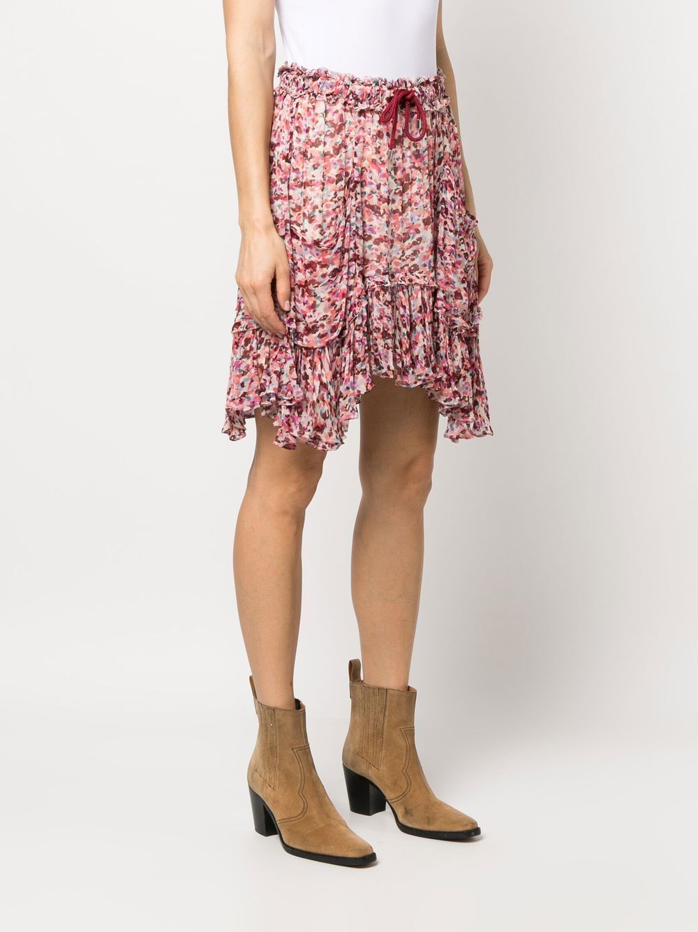Shop Isabel Marant Étoile Abstract-print Ruffled Skirt In Rosa