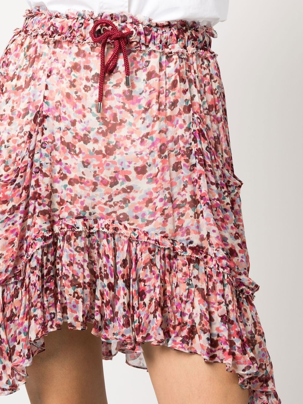 Shop Isabel Marant Étoile Abstract-print Ruffled Skirt In Rosa