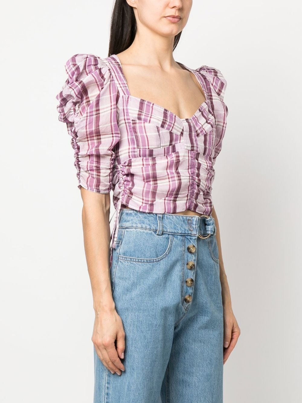 Shop Isabel Marant Étoile Checked Printed Top In Violett