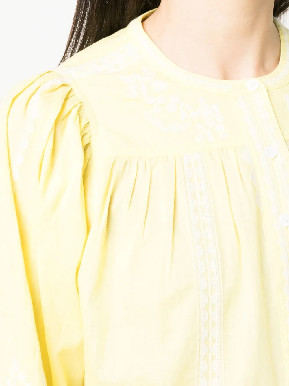 Zadig & Voltaire Embroidered-detail Peasant Blouse In Yellow