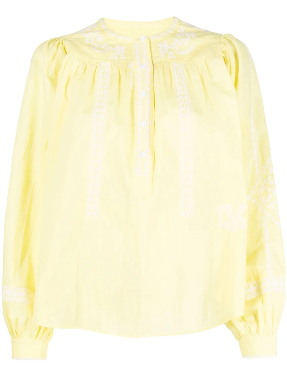 Zadig & Voltaire Embroidered-detail Peasant Blouse In Yellow
