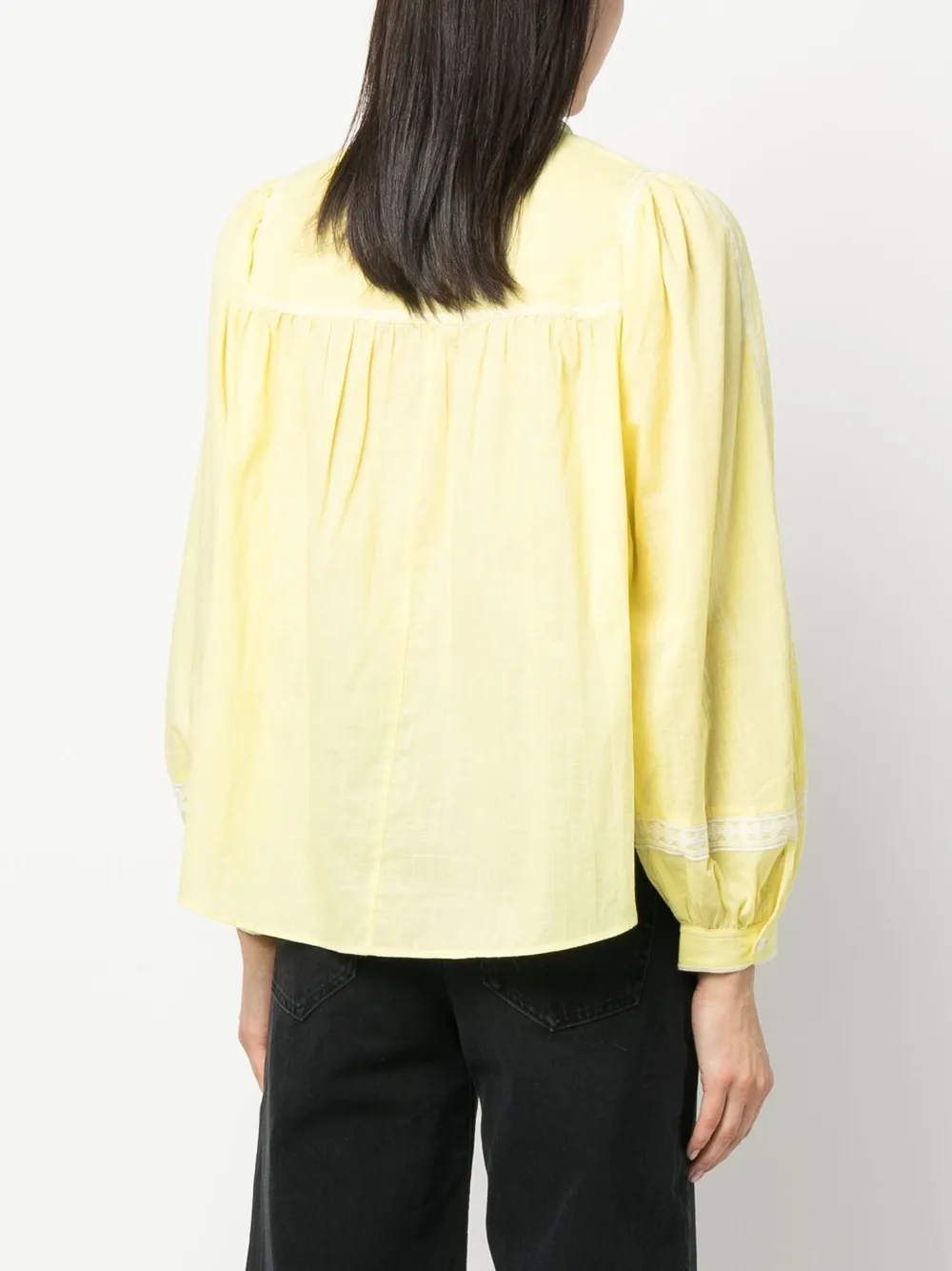 Zadig & Voltaire Embroidered-detail Peasant Blouse In Yellow