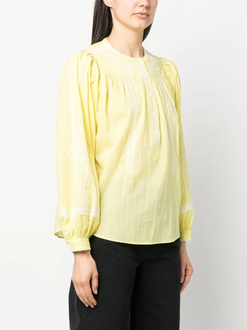 Zadig & Voltaire Embroidered-detail Peasant Blouse In Yellow