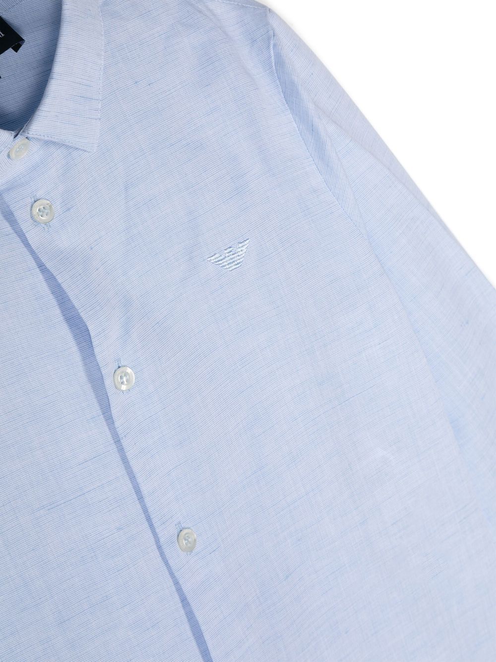 Shop Emporio Armani Long-sleeve Linen Shirt In Blau
