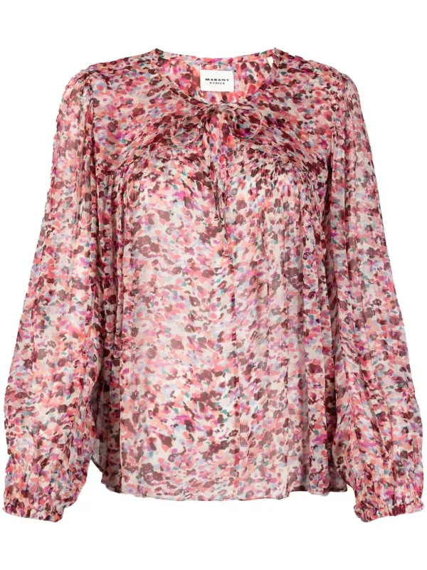 MARANT TOILE Blusa Estampada Con Cordones En El Cuello Farfetch