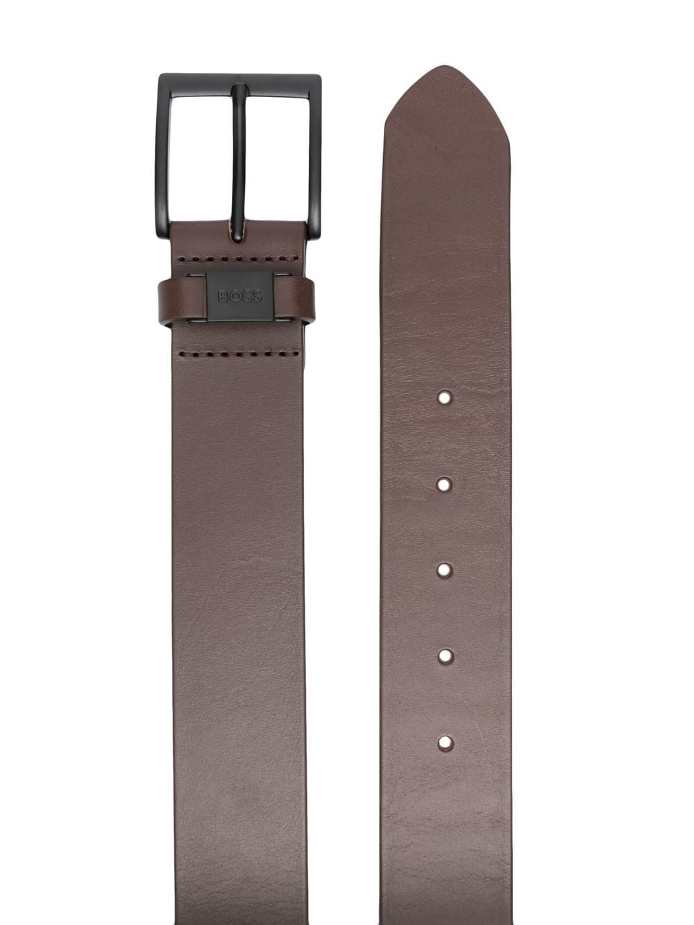 Shop Hugo Boss Leather Buckle Belt In Brown