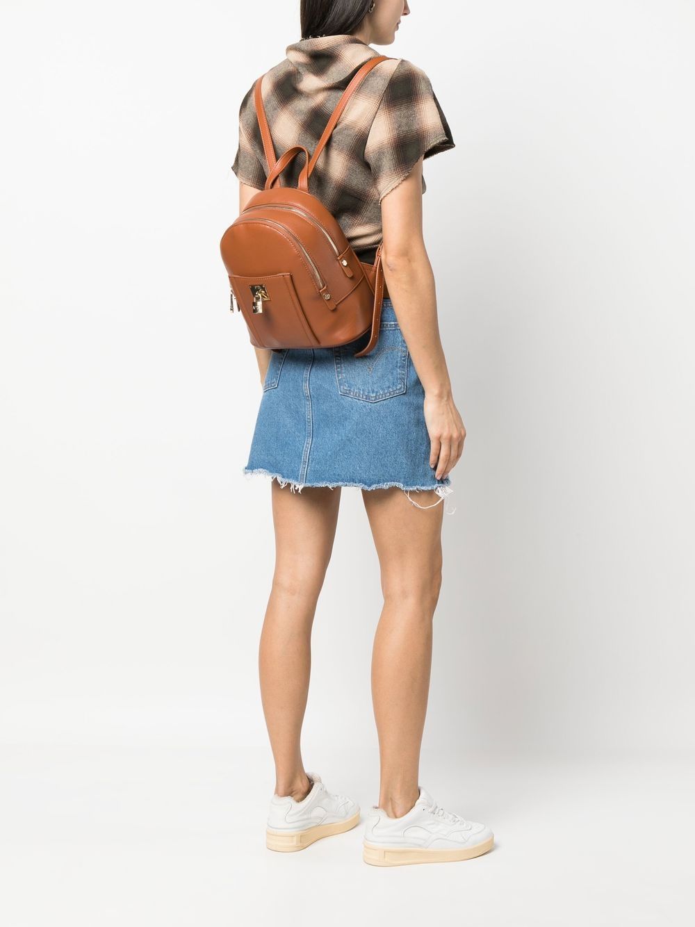 Shop V73 Titania Padlock-detail Backpack In Braun
