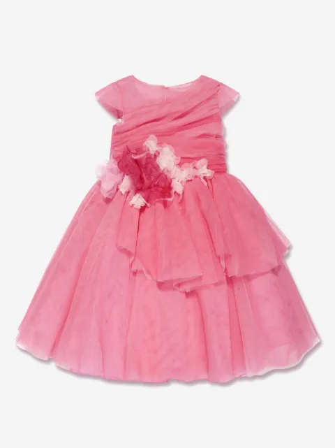 MARCHESA KIDS COUTURE foral-appliqué satin dress