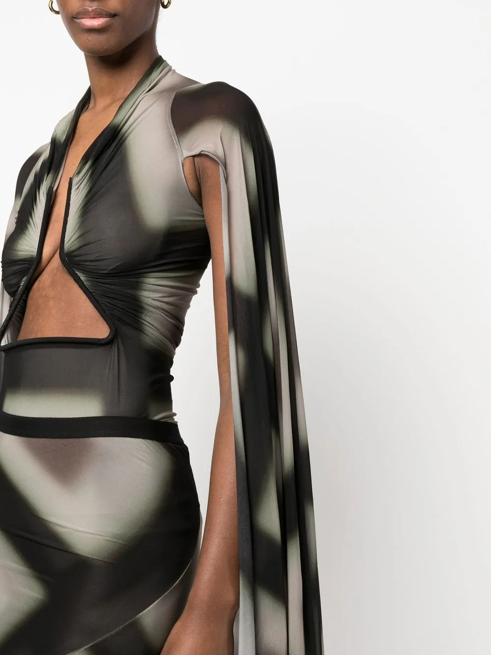 Rick Owens Printed Long Sleeve Top In Black