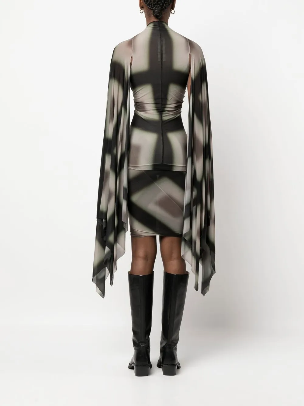 Rick Owens Printed Long Sleeve Top In Black