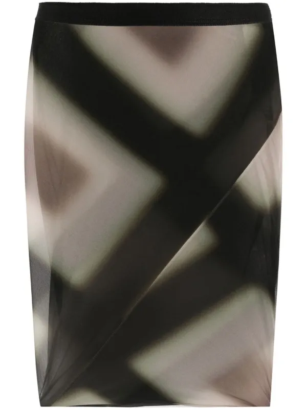 Rick Owens Patterned Midi Skirt in Black