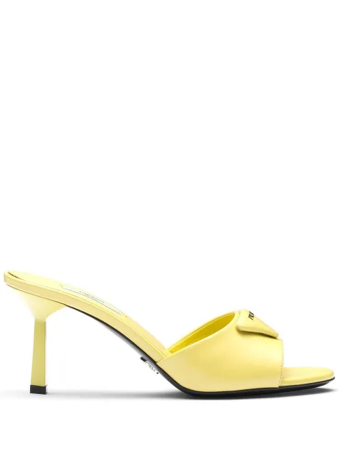Mules matelassées à plaque logo - Prada - Modalova