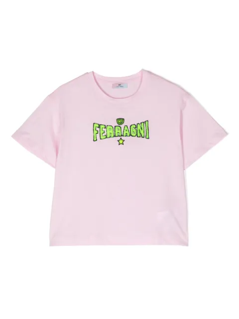 Chiara Ferragni Kids logo-embroidered cotton T-shirt