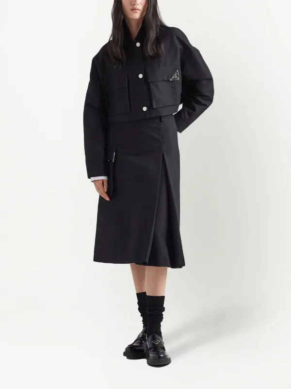 Prada triangle-logo Blouson Jacket | Black | FARFETCH